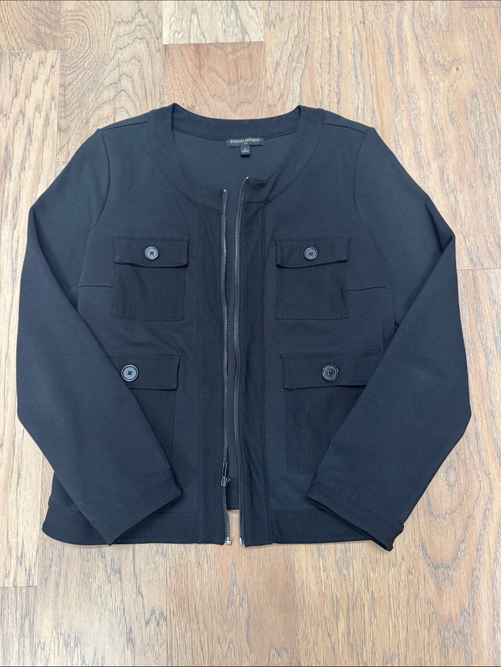 Banana Republic Black Zip Front Pocket Jacket